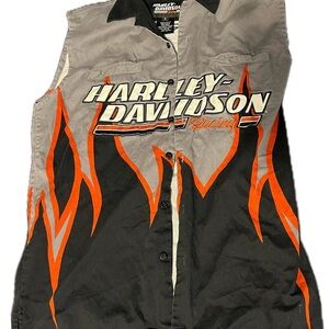 Harley-Davidson Men's Black and Gray Flame Shirt